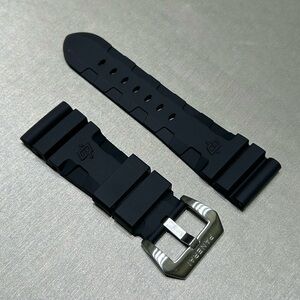 Panerai Rubber Submersible Strap 24mm in BLACK W/  BLACK logo